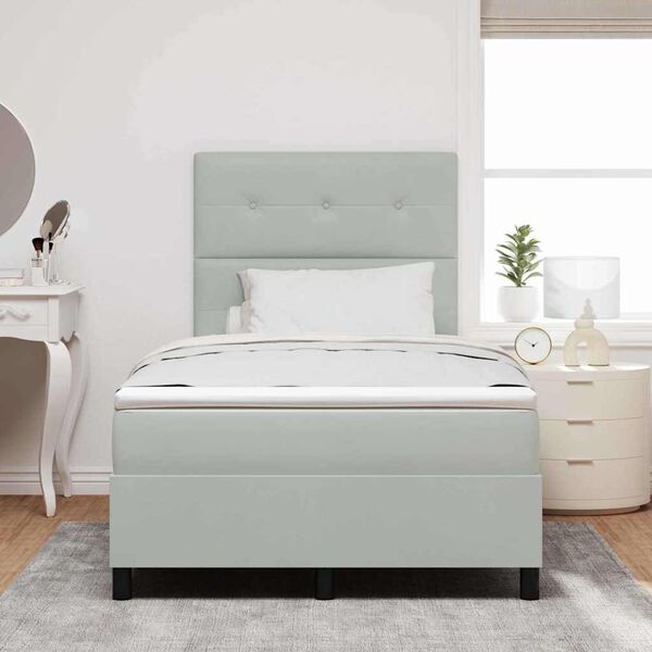 vidaXL Lit &agrave; ressort LED avec matelas Gris clair 120 x 200 cm tissu
