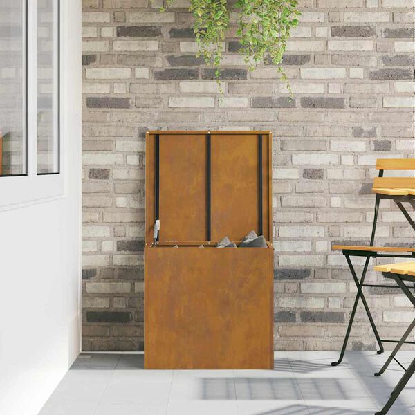 vidaXL Bo&icirc;te de Rangement Ext&eacute;rieure Rouill&eacute; 55 x 50,5 x 50 cm Acier