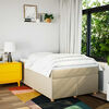 vidaXL Sommier &agrave; lattes de lit avec matelas cr&egrave;me 120x190 cm tissu