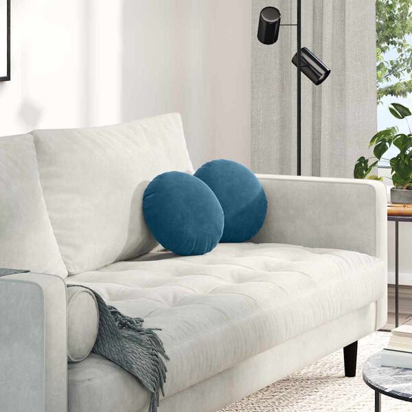 vidaXL Coussins de si&egrave;ge 2 pcs Bleu &Oslash; 40 x 13 cm Velours