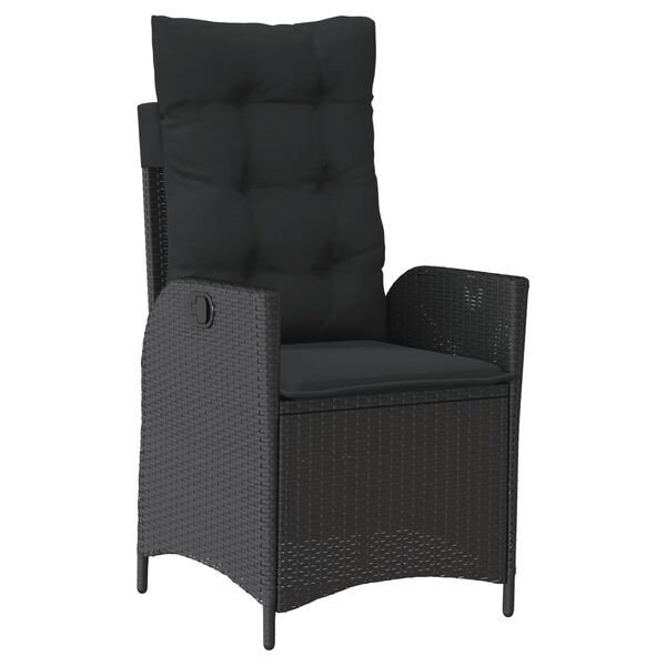 vidaXL Ensemble &agrave; manger de jardin coussins 7pcs Noir R&eacute;sine tress&eacute;e