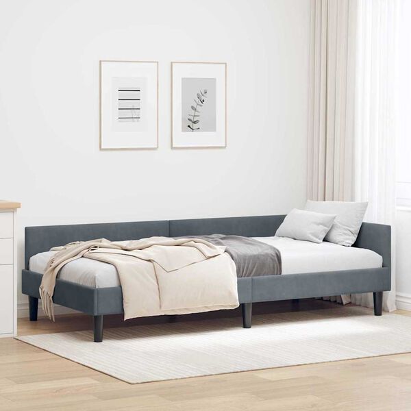 vidaXL Cadre de lit d'angle Gris fonc&eacute; 100 cm x 200 cm