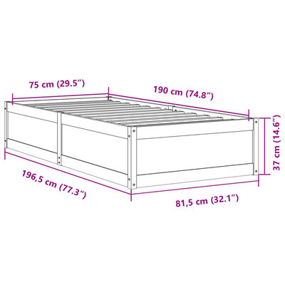 vidaXL Cadre de lit sans matelas 75x190 cm bois de pin massif