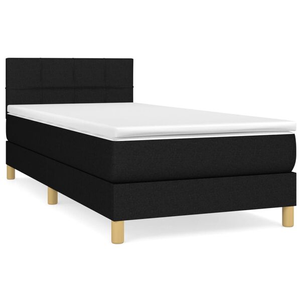 vidaXL Sommier &agrave; lattes de lit et matelas Noir 80x200 cm Tissu