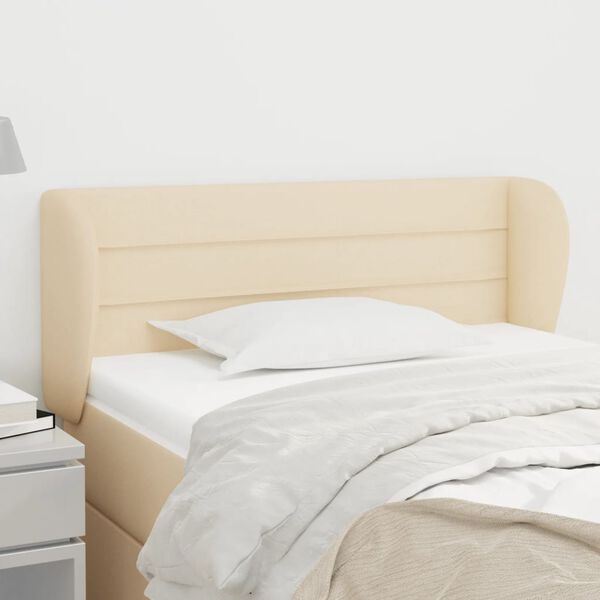 vidaXL T&ecirc;te de lit avec oreilles Cr&egrave;me 103x23x78/88 cm Tissu