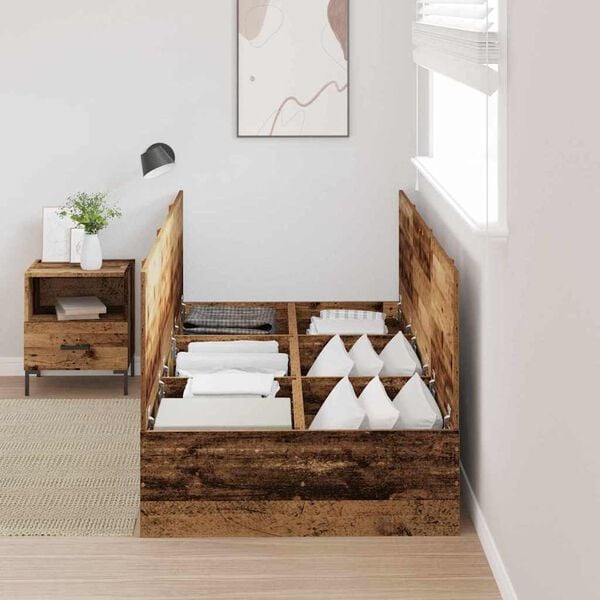 vidaXL Cadre de lit avec rangement Bois Ancien 80 x 200 cm