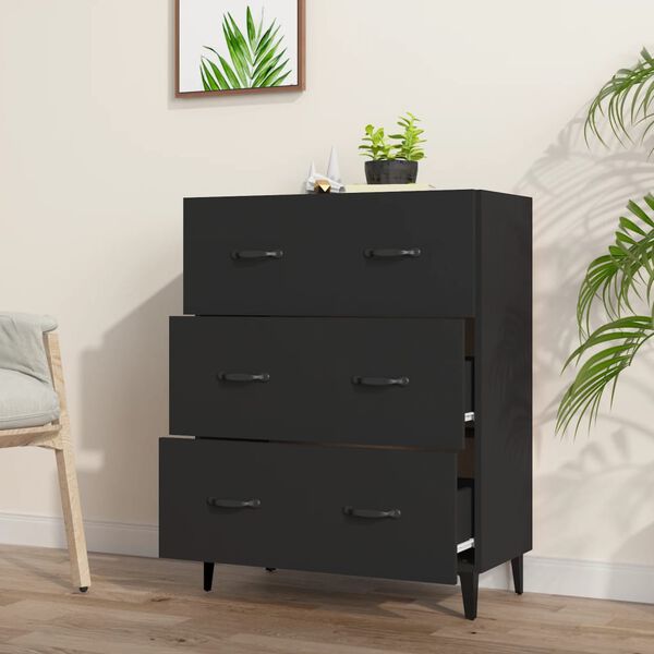 vidaXL Buffet noir 69,5x34x90 cm bois d'ing&eacute;nierie
