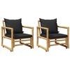 vidaXL Chaises de jardin avec coussins lot de 2 Bambou