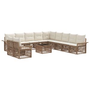 vidaXL Ensemble de canap&eacute; de jardin 12 pc Beige polyrotin