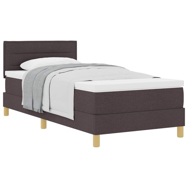 vidaXL Lit &agrave; ressorts avec matelas Marron fonc&eacute; 100 x 200 cm tissu