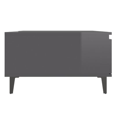 vidaXL Table basse gris brillant 90x60x35 cm bois d'ingénierie