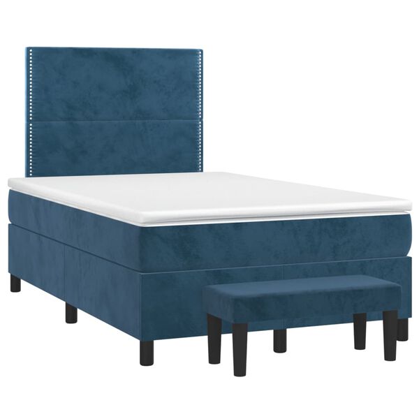 vidaXL Sommier &agrave; lattes de lit et matelas bleu fonc&eacute; 120x190cm velours