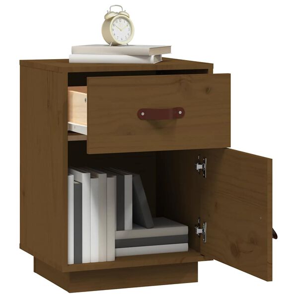 vidaXL Tables de chevet 2pcs Marron miel 40x34x55cm Bois de pin massif