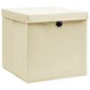 vidaXL Bo&icirc;tes de rangement &agrave; couvercles 10 pcs Cr&egrave;me 32x32x32 cm Tissu