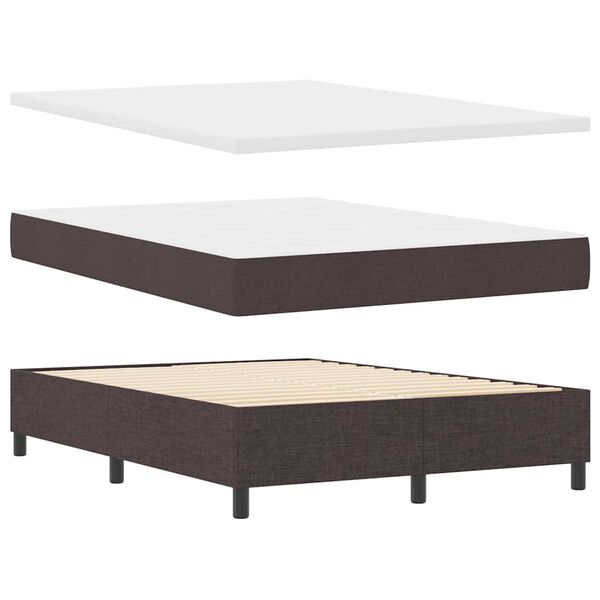 vidaXL Lit &agrave; ressorts avec matelas Marron fonc&eacute; 140 x 190 cm tissu