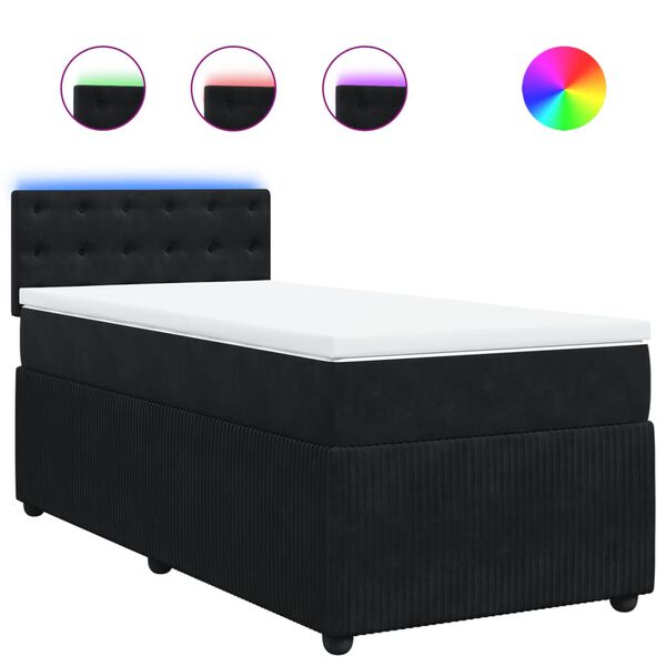 vidaXL Sommier &agrave; lattes de lit et matelas Noir 80x200 cm Velours