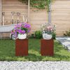 vidaXL Support de Plante 2 pcs Rouill&eacute; 24 x 24 x 35 cm Acier patin&eacute;
