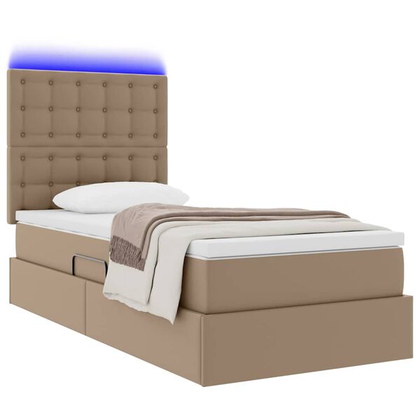 vidaXL Lit avec rangement et LED Cappuccino 90 x 190 cm Simili cuir