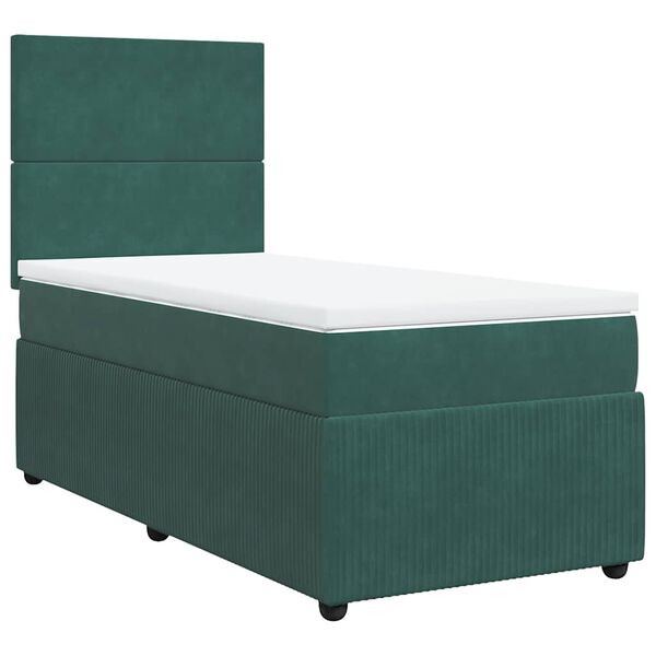 vidaXL Sommier &agrave; lattes de lit avec matelas Vert fonc&eacute; 100x200 cm