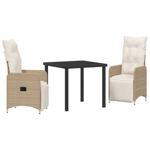 vidaXL Ensemble de salle &agrave; manger pour jardin 3 pcs Beige polyrotin