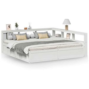 vidaXL Lit biblioth&egrave;que sans matelas blanc 180x200 cm bois pin massif