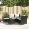 vidaXL Salon de jardin 4 pcs avec coussins Noir Résine tressée