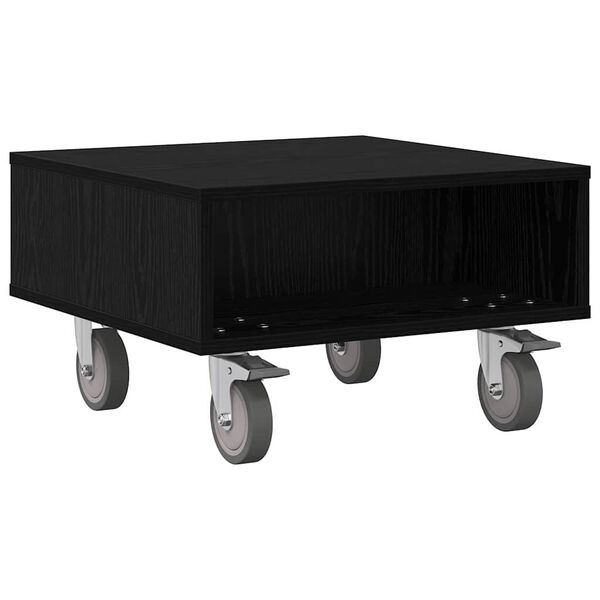 vidaXL Table d'appoint avec roues Ch&ecirc;ne noir 50,5 x 50 x 30 cm