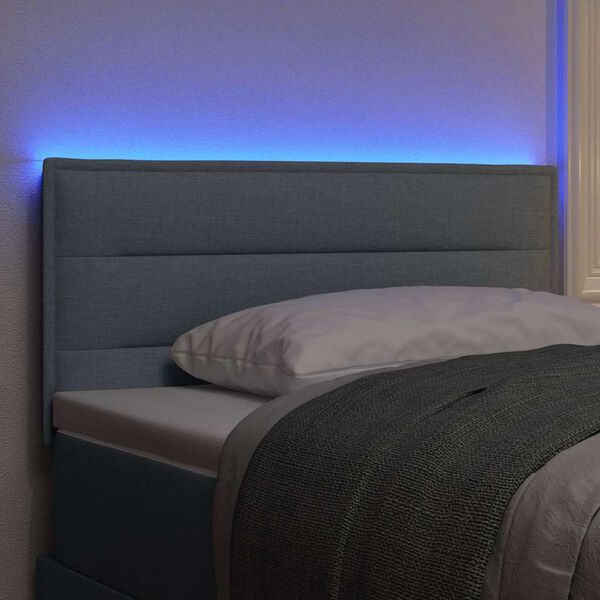 vidaXL T&ecirc;te de lit LED avec t&ecirc;te de lit Gris clair 80 cm Polyester