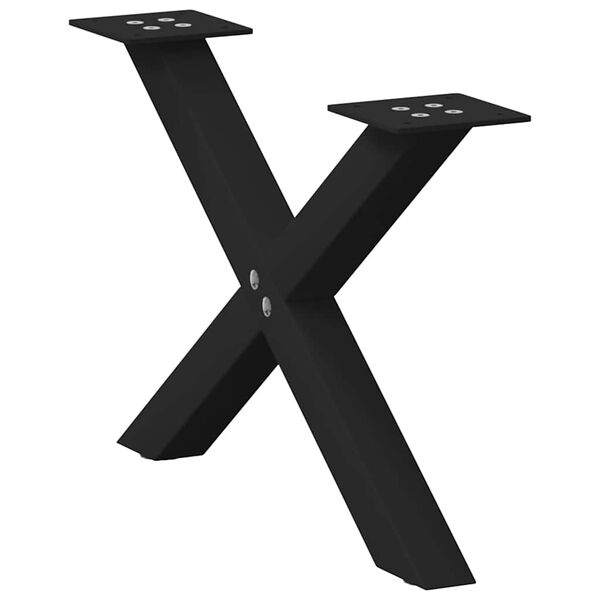 vidaXL Pieds de table basse en forme de X, 2 pi&egrave;ces, noir, 50 x (30-31) cm, acier