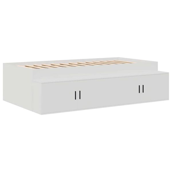 vidaXL Cadre de lit avec tiroir Blanc 70 x 190 cm Bois d'ing&eacute;nierie