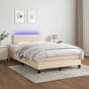 vidaXL Sommier &agrave; lattes de lit matelas et LED cr&egrave;me 120x190 cm tissu