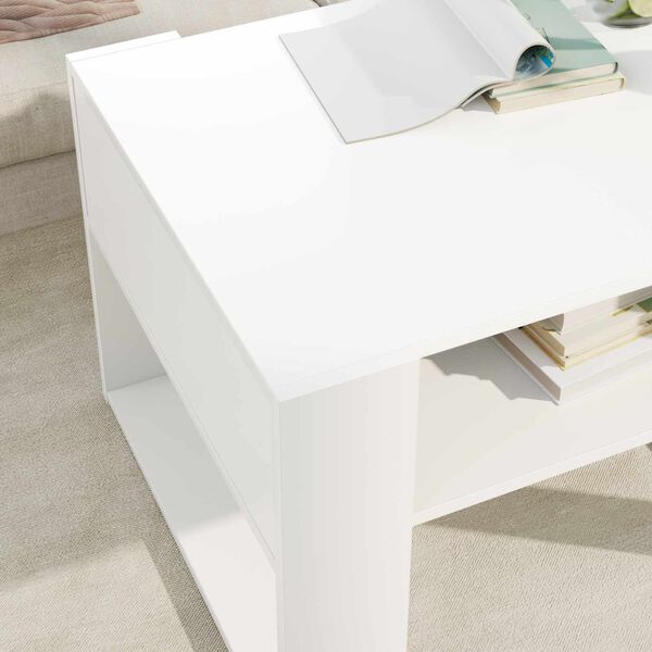 vidaXL Table basse Blanc 66 x 53 x 45 cm Bois d'ing&eacute;nierie