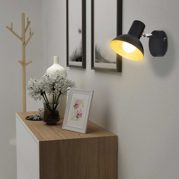 vidaXL Lampe murale 2 pcs pour 2 ampoules E27 Noir et dor&eacute;