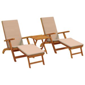 vidaXL Chaise longue inclinable et pliable 3 pcs Taupe