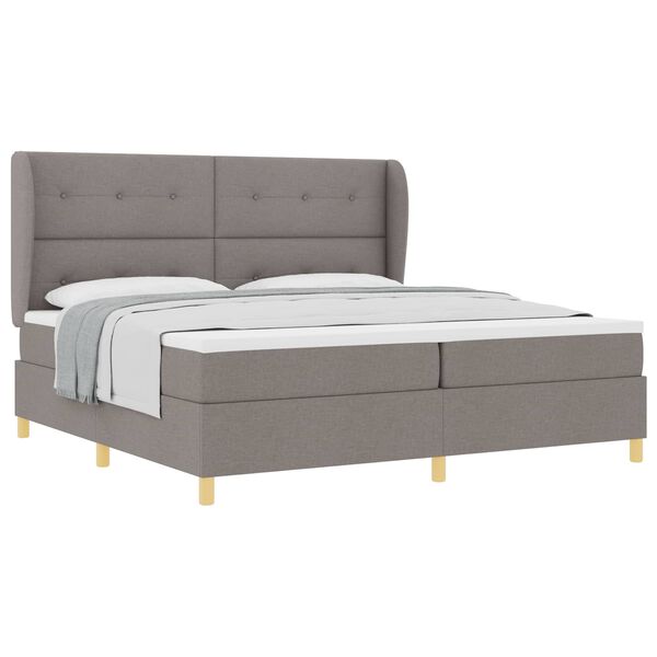 vidaXL Lit &agrave; ressorts avec matelas gris fonc&eacute; 90x190 cm Taupe tissu