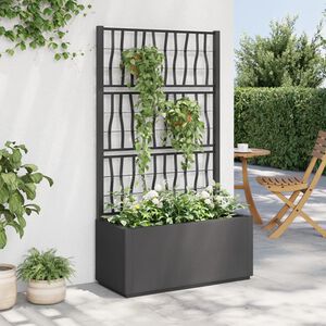 vidaXL Jardini&egrave;re avec treillis gris fonc&eacute; 80x36x140 cm PP