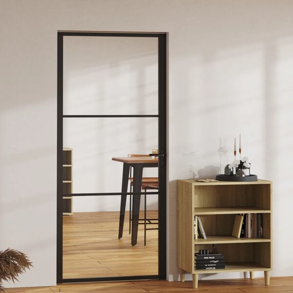 vidaXL Porte intérieure Verre ESG et aluminium 93x201,5 cm Noir