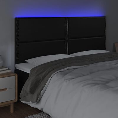 vidaXL Tête de lit à LED Noir 160x5x118/128 cm Similicuir