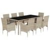 vidaXL Ensemble &agrave; manger de jardin avec coussins 9 pcs rotin et verre