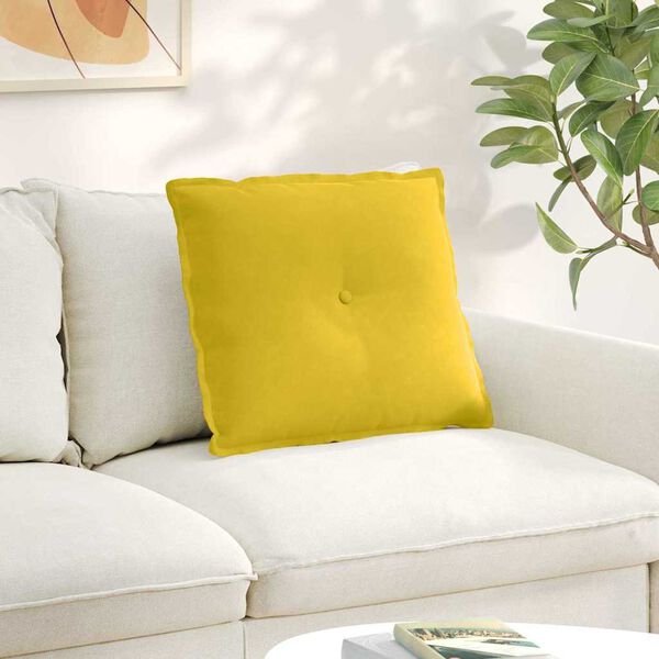 vidaXL Coussin de Dos Jaune 60 x 50 cm Tissu en velours c&ocirc;tel&eacute;