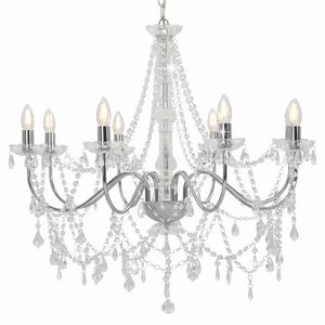 vidaXL Lustre avec perles Argent&eacute; 8 ampoules E14