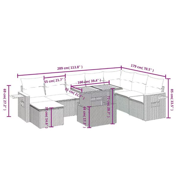 vidaXL Salon de jardin 9 pcs avec coussins noir r&eacute;sine tress&eacute;e