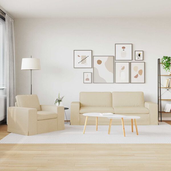 vidaXL Canap&eacute; 180cm 2 pcs Cr&egrave;me M&eacute;tал