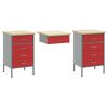 vidaXL Placard de travail 8 pcs Rouge Bois d'ing&eacute;nierie et acier