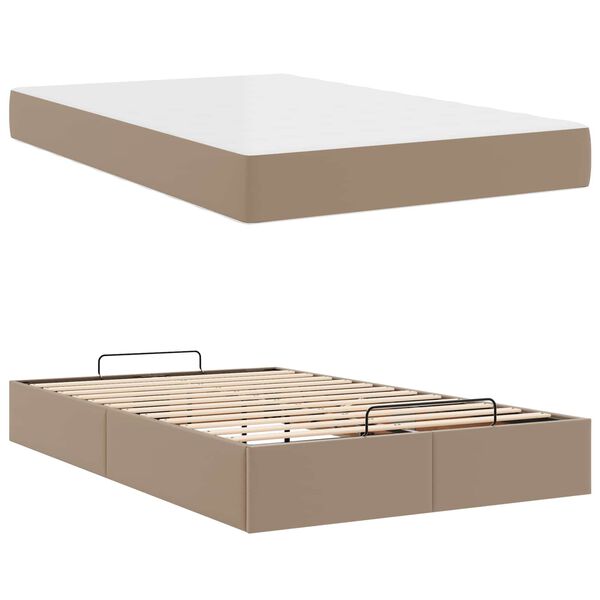 vidaXL Cadre de lit avec matelas avec matelas 2 pcs Tan PVC