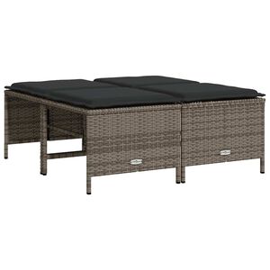 vidaXL Tabourets de jardin avec coussins lot de 4 gris r&eacute;sine tress&eacute;e