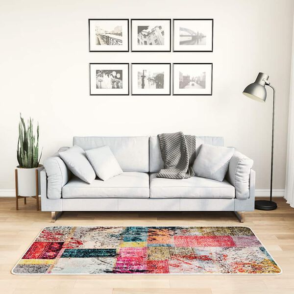 vidaXL Tapis lavable Patchwork 80x150 cm Multicolore