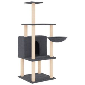 vidaXL Arbre &agrave; chat avec griffoirs en sisal gris fonc&eacute; 132 cm