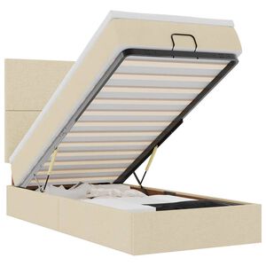 vidaXL Lit ottoman avec matelas cr&egrave;me 90x200 cm tissu