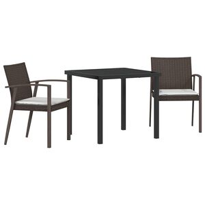 vidaXL Ensemble de salle &agrave; manger pour jardin 3 pcs Marron et Noir